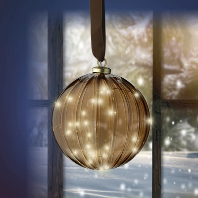 Brown Ball Micro LED BO Indoor Warm White 14cm