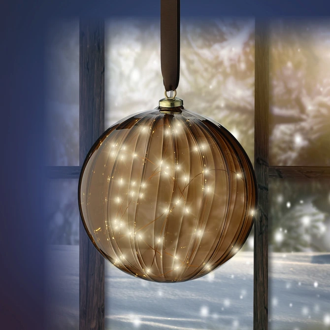 Brown Ball Micro LED BO Indoor Warm White 20cm - image 1