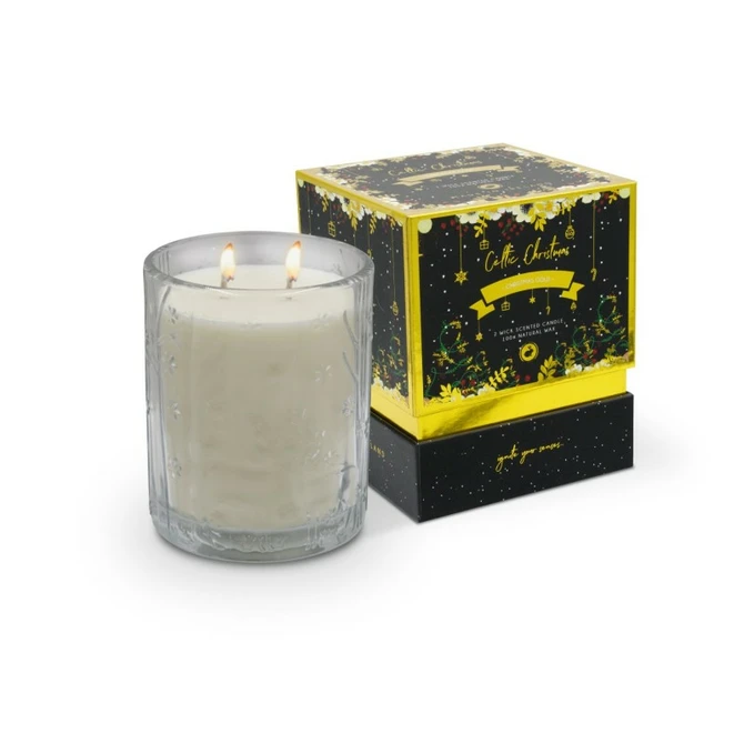 Celtic Candles Christmas Double Wick Christmas Gold