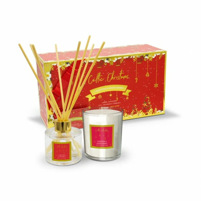 Celtic Candles Christmas Gift Box Mini Cinnamon And Winter Berry