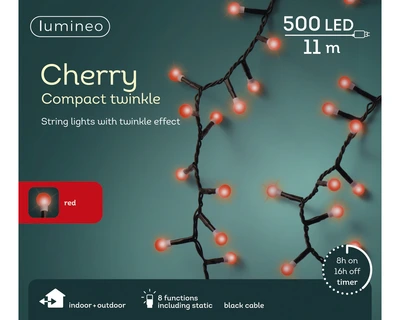 Cherry Compact Twinkle 500 LED String Lights Red 11m - image 3