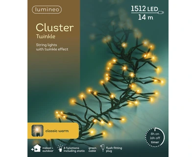 Cluster Twinkle 1512 LED String Lights Green/Classic Warm L1350cm - image 6