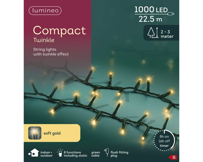 Compact Lights 1000 LED Twinkle Effect Soft Gold L2250cm - image 6
