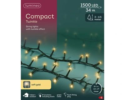 Compact Lights 1500 LED Twinkle Effect Soft Gold L3400cm - image 6