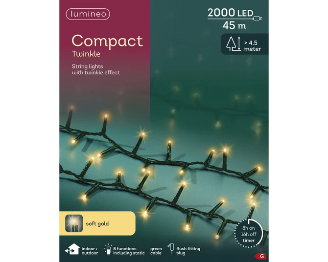 Compact Lights 2000 LED Twinkle Effect Soft Gold L4500cm - image 4