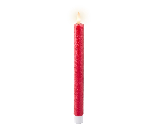 Dinner Candles with Flame Effect BO Christmas Red/Warm White H24.5cm