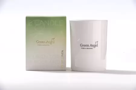 Green Angel White Linen Candle