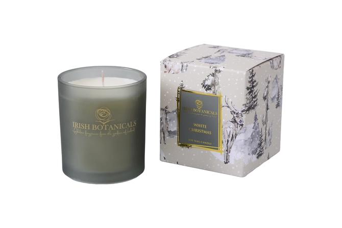 Irish Botanicals Jar Boxed Candle White Christmas