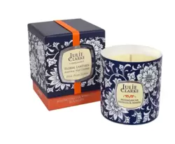 Julie Clarke Blue Floral Lantern Candle Madagascar, Vanilla & Amber