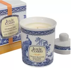 Julie Clarke Blue Peacock Storage Jar Candle Orange Blossom, Wild Lime & Verbena