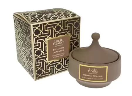 Julie Clarke Fields of Malabar Brown Pot Candle