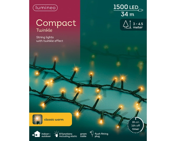 LED Compact Lights 3400cm-1500L | Classic Warm | 8-Function Twinkle Effect | Plug-In | Indoor & Outd - image 2
