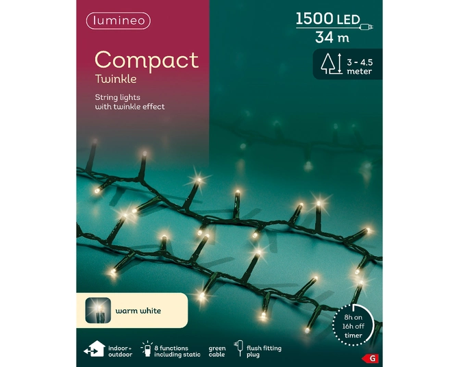 LED Compact Lights 3400cm-1500L | Warm White | 8-Function Twinkle Effect | Indoor & Outdoor - image 5