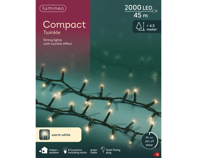 LED Compact Lights 4500cm-2000L | Warm White | 8 Function Twinkle Effect | Indoor & Outdoor - image 6