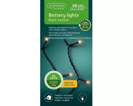 LED Durawise Basic Lights 350cm 48L | Classic Warm | 8-Function Twinkle Effect | Baterry-Operated | - image 2