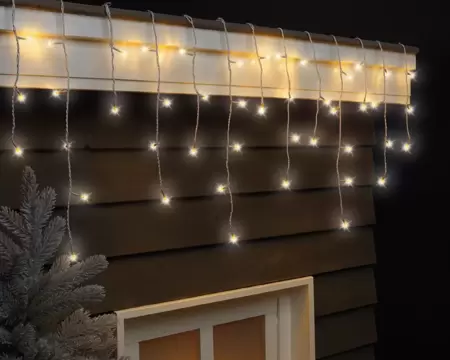 LED Icicle Lights 200cm-490L | Warm White | 8-Function Twinkle Effect | Plug-In | Outdoor - image 1