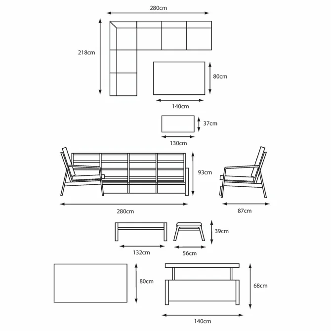 LeisureGrow Barcelona Modular Dining Set with Lounge Chair and Adjustable Table - image 4