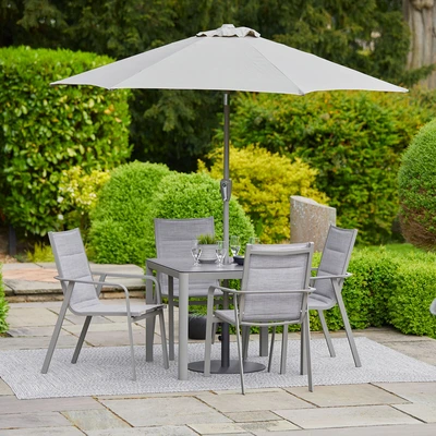 LeisureGrow Capri 4 Seater Dining Set with Parasol 2.5m - image 1