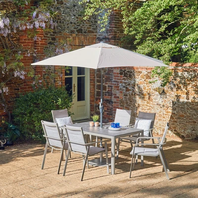 LeisureGrow Capri 6 Seater Dining Set with Parasol 3.0m - image 3