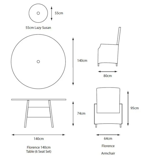 LeisureGrow Florence 6 Seater Dining Set with 3mtr Parasol - image 2