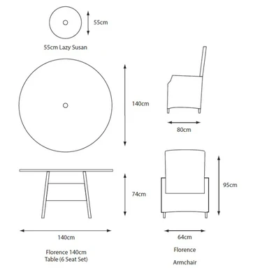 LeisureGrow Florence 6 Seater Dining Set with 3mtr Parasol - image 2