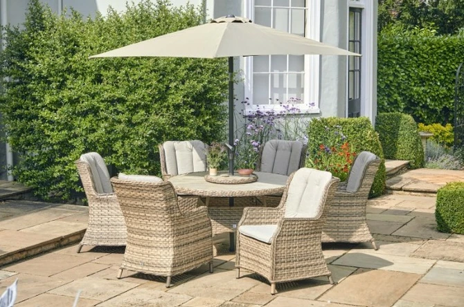 LeisureGrow Florence 6 Seater Dining Set with 3mtr Parasol - image 1