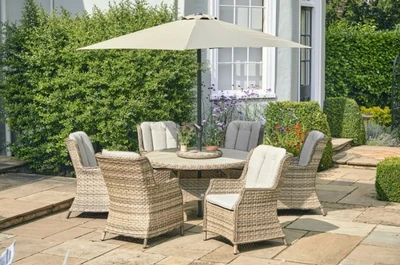 LeisureGrow Florence 6 Seater Dining Set with 3mtr Parasol - image 1
