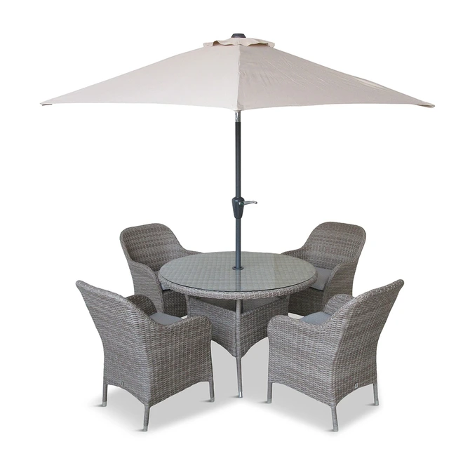 LeisureGrow Monte Carlo Sand 4 Seater Dining Set with 2.5mtr Parasol - image 3