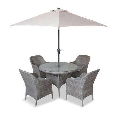 LeisureGrow Monte Carlo Sand 4 Seater Dining Set with 2.5mtr Parasol - image 3