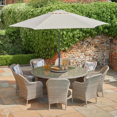 LeisureGrow Monte Carlo Sand 8 Seater Set 3mtr Parasol - image 1