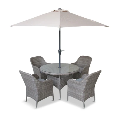 LeisureGrow Monte Carlo Stone 4 Seat Dining Set with 2.5m Parasol - image 3