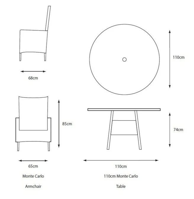 LeisureGrow Monte Carlo Stone 4 Seat Dining Set with 2.5m Parasol - image 4