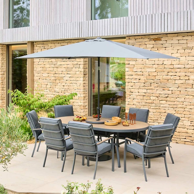 LeisureGrow Monza 8 Seater Dining Set with 3m Parasol - image 1