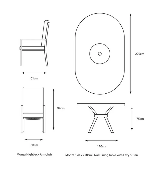 LeisureGrow Monza 8 Seater Dining Set with 3m Parasol - image 6