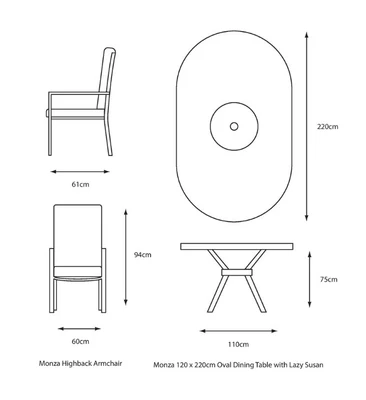 LeisureGrow Monza 8 Seater Dining Set with 3m Parasol - image 6