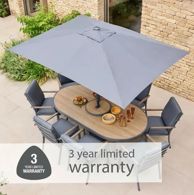 LeisureGrow Monza 8 Seater Dining Set with 3m Parasol - image 5