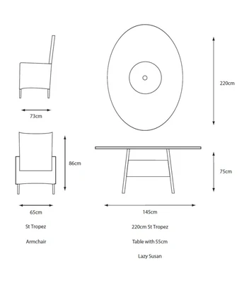 LeisureGrow St Tropez Sand 8 Seat Dining Set with Weave Lazy Susan and 3.0m Parasol - image 4