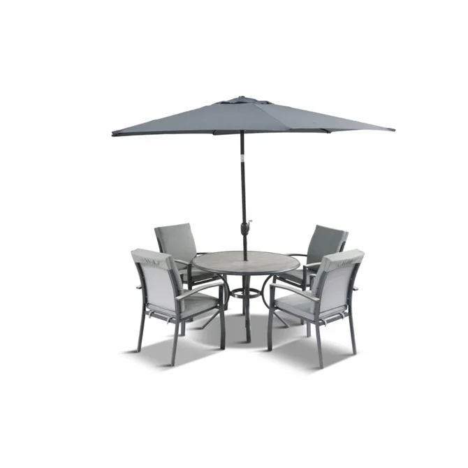 LeisureGrow Turin 4 Seater Dining Set with Parasol 2.5m - image 2