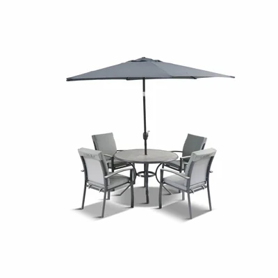 LeisureGrow Turin 4 Seater Dining Set with Parasol 2.5m - image 2