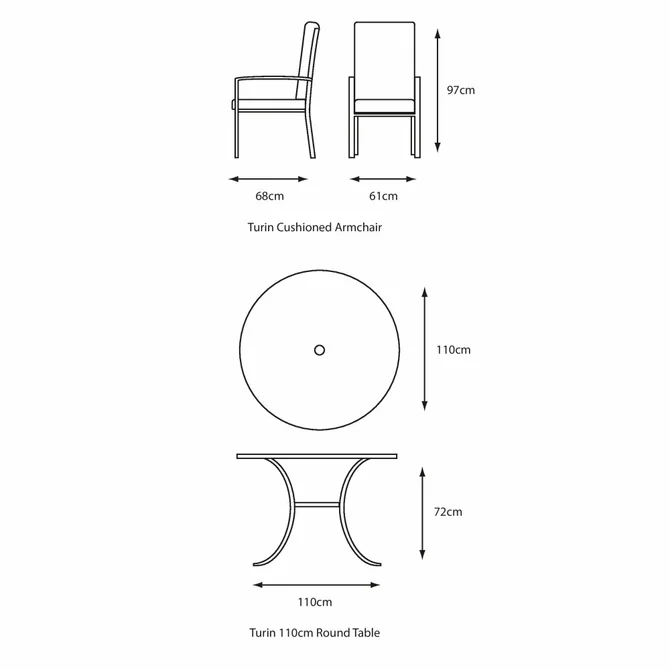 LeisureGrow Turin 4 Seater Dining Set with Parasol 2.5m - image 3