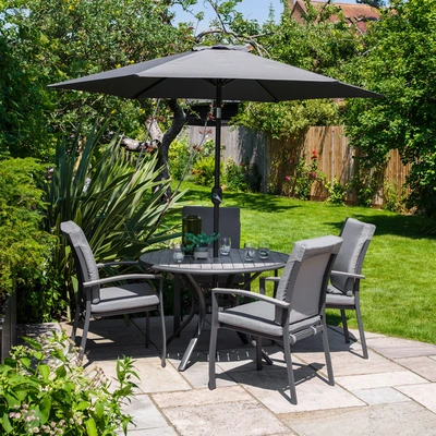 LeisureGrow Turin 4 Seater Dining Set with Parasol 2.5m - image 1