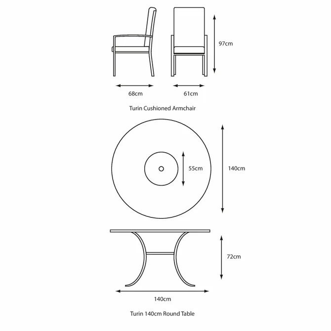 LeisureGrow Turin 6 Seater Dining Set with Lazy Susan and Parasol 3.0m - image 3