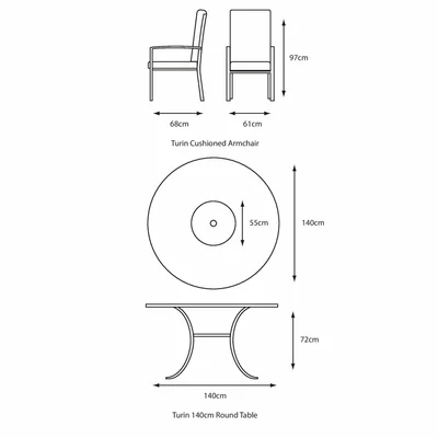 LeisureGrow Turin 6 Seater Dining Set with Lazy Susan and Parasol 3.0m - image 3