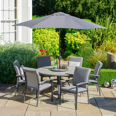 LeisureGrow Turin 6 Seater Dining Set with Lazy Susan and Parasol 3.0m - image 1