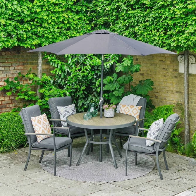 LeisurseGrow Monza 4 Seater Dining Set with 2.5mtr Parasol - image 1