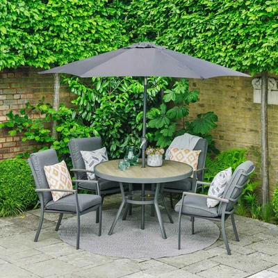 LeisurseGrow Monza 4 Seater Dining Set with 2.5mtr Parasol - image 1