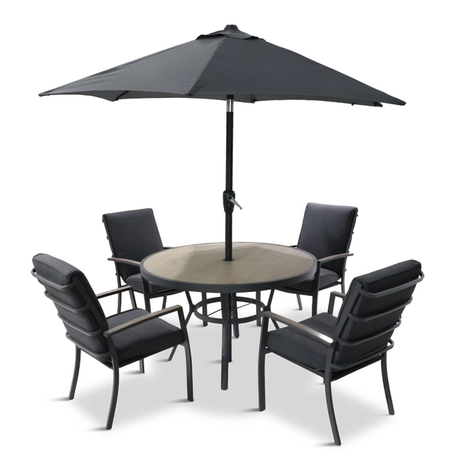 LeisurseGrow Monza 4 Seater Dining Set with 2.5mtr Parasol - image 5