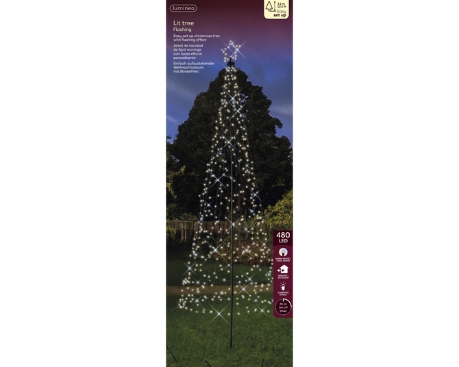 Lit Flagpole Tree Micro LED Outdoor Warm White H320x100cm - image 3