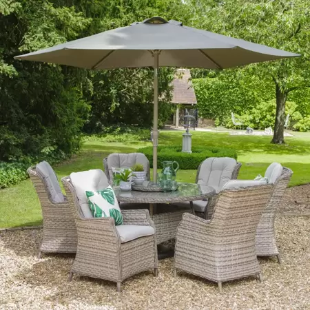 Lyon 6 Seat Dining Set with Deluxe 3M Parasol - image 1