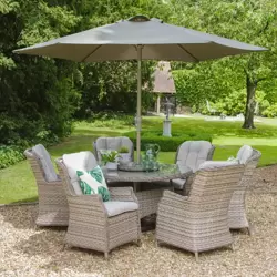 Lyon 6 Seat Dining Set with Deluxe 3M Parasol - image 3